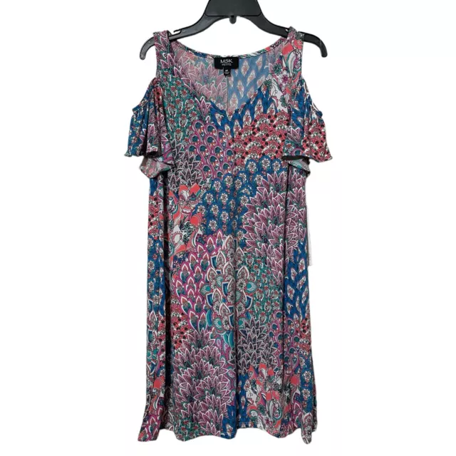 MSK Petits Dress Multicolor Calypso Marine Paisley Peek a Boo Shoulder Size MP