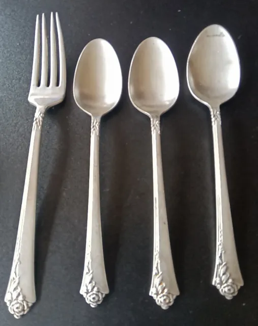 Damask Rose-Heirloom Sterling 1- Fork 7" And 3-Spoons 6"