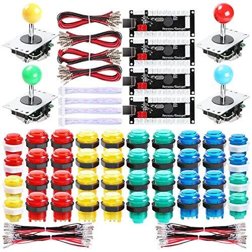 4 Player LED Arcade Games DIY Kit, 4X Fighting Joystick + 40x LED Arcade