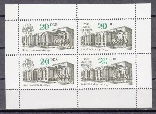 Briefmarken Stamps Germany DDR 750 Jahre Berlin Kleinbogen Mi 3077