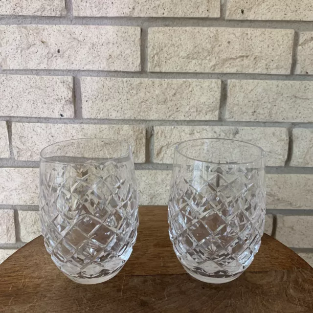 Vintage Waterford Crystal Powerscourt Tumbler Glasses Set Of Two Great Condition