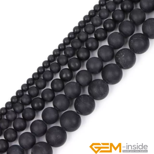 Natural Matte Frosted Gems Round Loose Unpolished Stone Jewelry Making Beads 15"