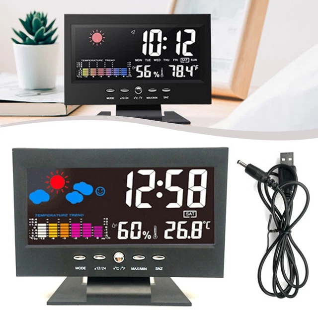 DIGITAL THERMOMETER AND Hygrometer with Clock and Snooze Functionality ...