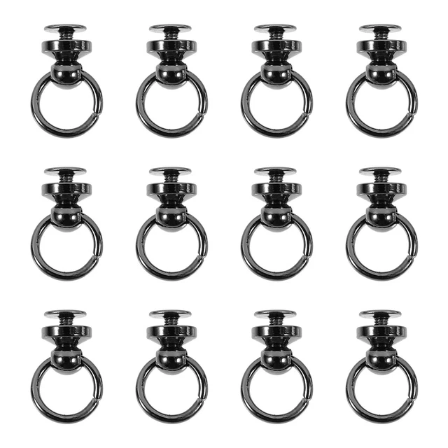 12 Pcs Bag Buckle D Ring Stud Screw Rivets Post Head Buttons Belt