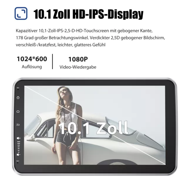 DAB+ Android 13 Autoradio 10" 1 DIN GPS Navi WIFI 360° Drehbar Bildschirm Kamera 3