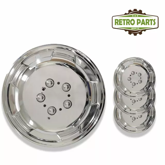 15 inch Chrome Deep Dish Van Wheel Trims for Fiat Vans Hub Caps Covers 2