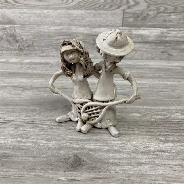 Vtg 70s Rare BENCINI Italy Couple Sculpture Signed Figurine glazed terra cotta