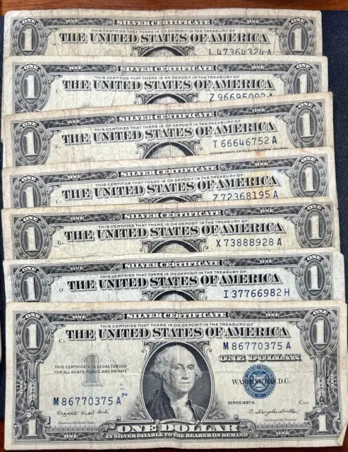 1935-1957 One $1 Dollar Silver Certificate Circulated/Well Circulated