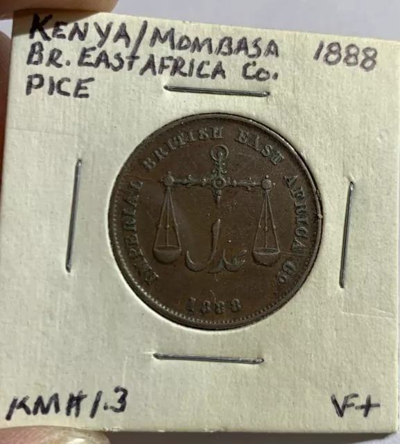 Kenya. Mombasa. Imperial British East Africa Company AD 1887-1895. 1 Pice AE 188