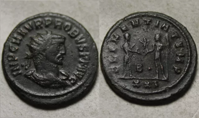 RARE GENUINE ancient Roman coin Probus globe Jupiter 277 AD Antoninianus Antioch