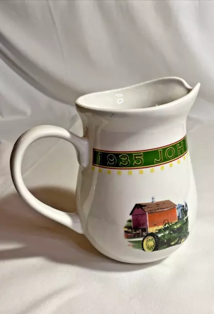 Gibson 1935 John Deere Model B Ceramic Pitcher 7.75" High Tractor White Red