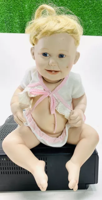 Ashton Drake Titus Tomescu Porcelain doll seated "Cute as a Button" 10" girl