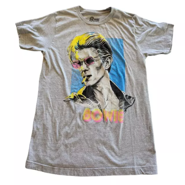 Mens David Bowie Smoking short sleeve crew neck Gray graphic t-shirt Medium