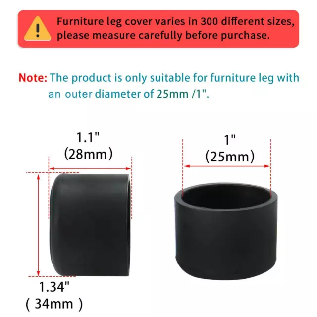 Furniture Chair Table Foot Rubber Round Cover Leg Protectors 25mm Inner Dia 8pcs 2