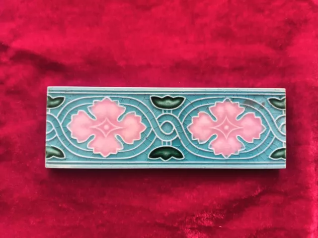 10 Pieces Lot Art Deco Floral Design Embossed Majolica Ceramic Tiles Japan 0322 3
