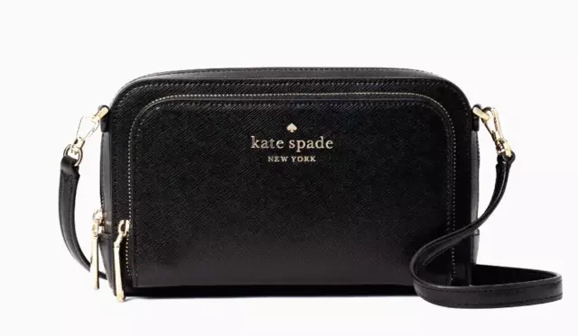 New Kate Spade Staci Dual Zip Around Crossbody Black