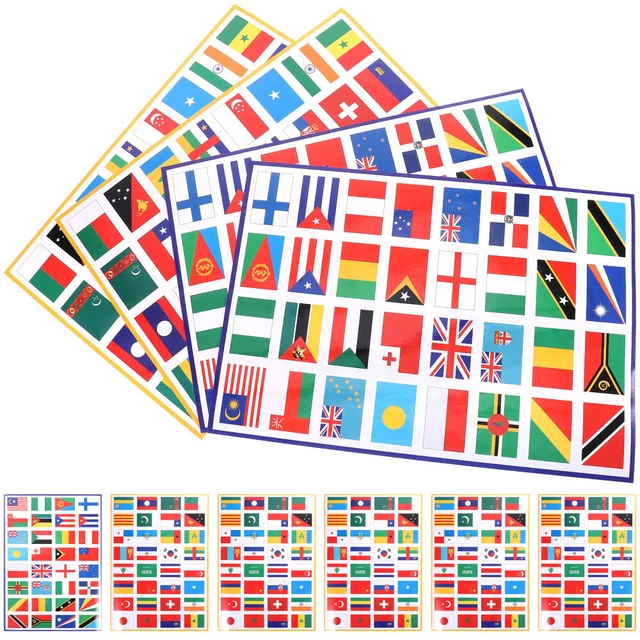 10 SHEETS INTERNATIONAL World Map of The Sticker Flags Travel £14.89 ...