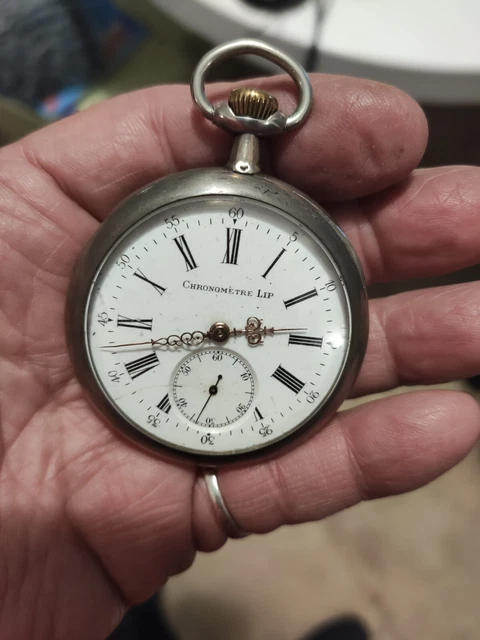 Montre Gousset LIP Argent - Chronomètre Fonctionnel, Mouvement Suisse, Modèle 199-13/P6, Occasion