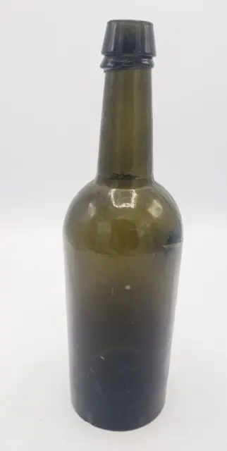 Antique Whiskey Bottle Pontil 3 Pc Mold Applied Lip Olive Green Dyottville Glass