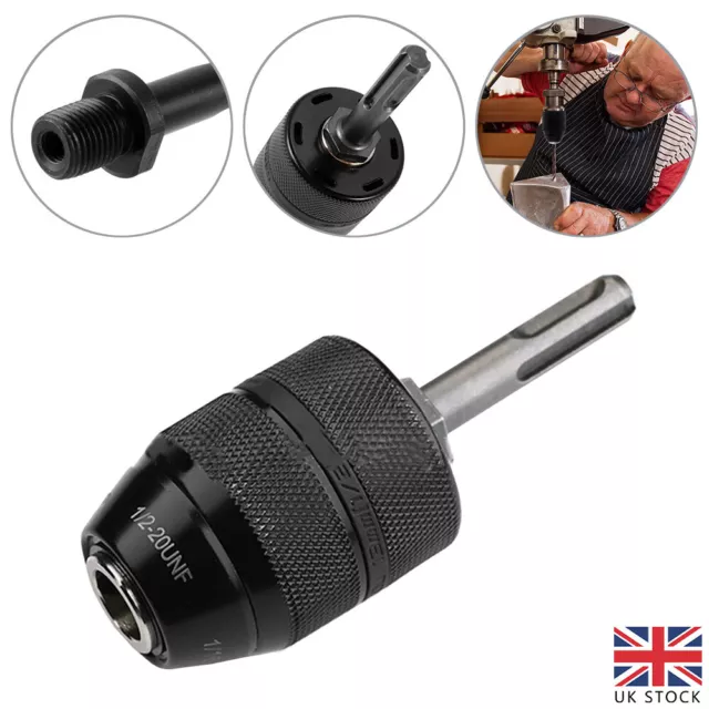 13MM Professional Heavy Duty Keyless Drill Chuck With SDS Adaptor Driller Fit UK