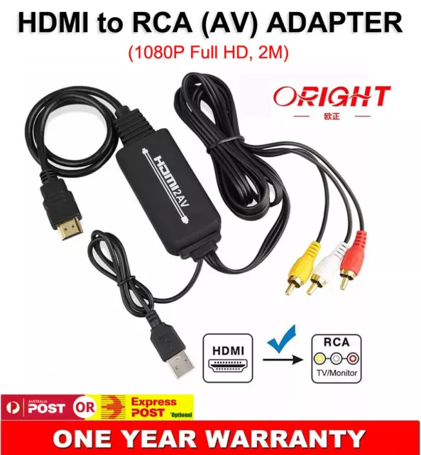 1080p HDMI to 3 RCA Composite AV CVBS Video Cable Converter Adapter for DVD PS3