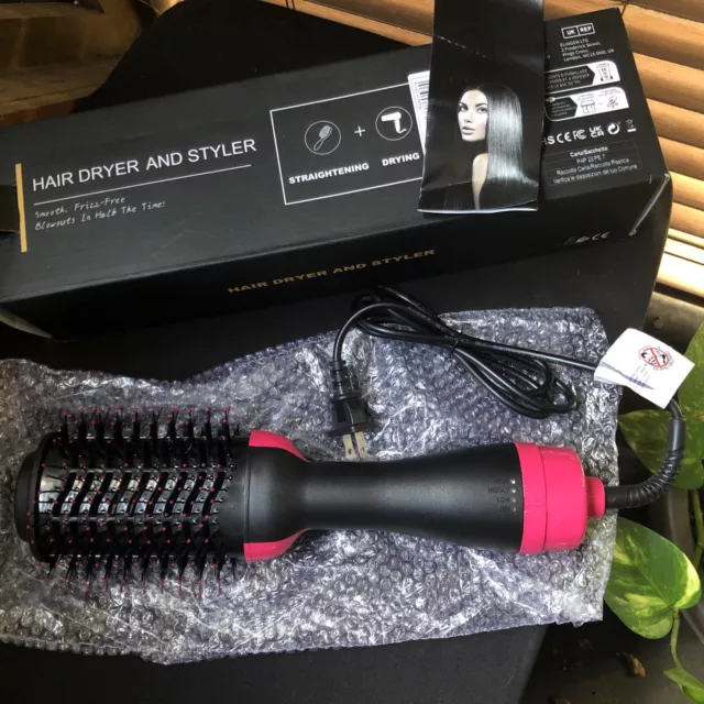 4-In-1 Hair Dryer Hot Air Blow Brush Detachable Volumizer Negative Ion Blowout