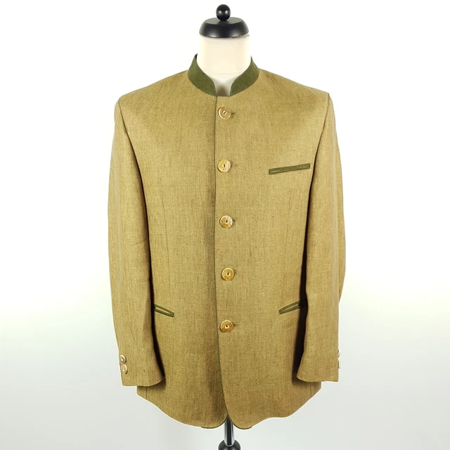 Trachtenstadl Salzburg Janker Herren Gr. 46 Braun Grün Leinen Sakko Jacke