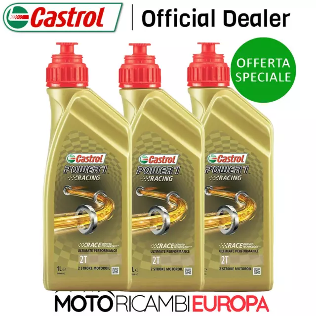 3Lt Olio Miscela Motore Moto Castrol Power1 Racing 2T 100% Sintetico Ex Tts