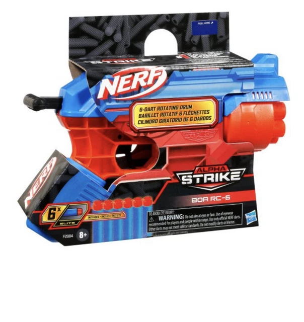 Nerf Alpha Strike BOA RC-6 Blaster Gun 6-Dart Rotating Drum & 6 Elite Darts
