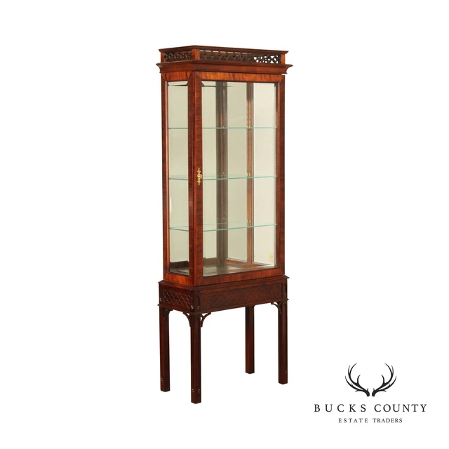 Century Chinese Chippendale Style Mahogany Display Cabinet Vitrine