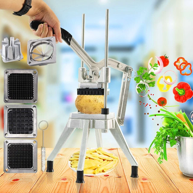 Commercial Vegetable Cutter Potato Chopper Slicer Fruits Dicer w/ 4 Blades