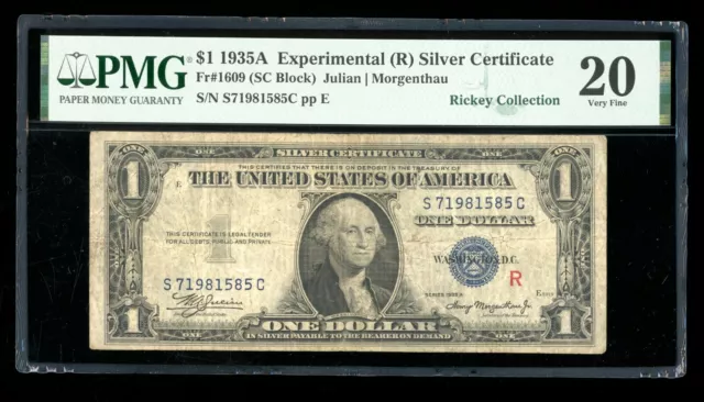 DBR 1935-A $1 Silver Experimental (R) Fr. 1609 PMG VF-20 Serial S71981585C