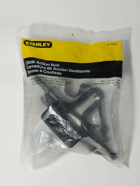 Stanley Slide Action Bolt 81-4030 Gate Door Shed Heavy Gauge Steel Black Coated