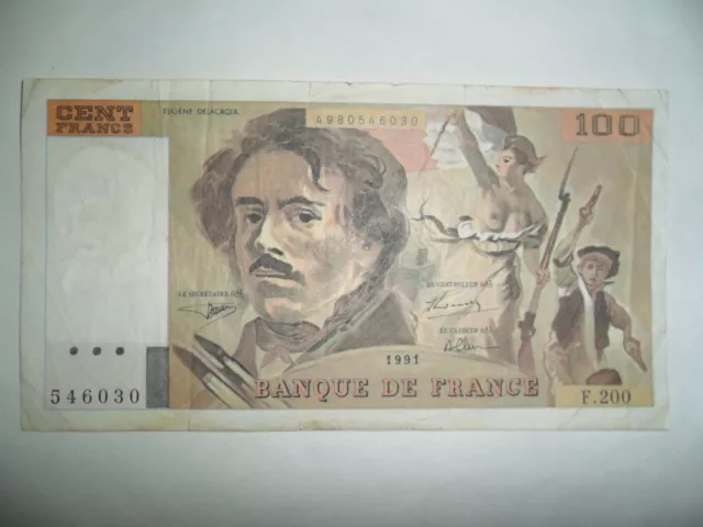 Banconota 100 Franchi Francia 1991 Spl