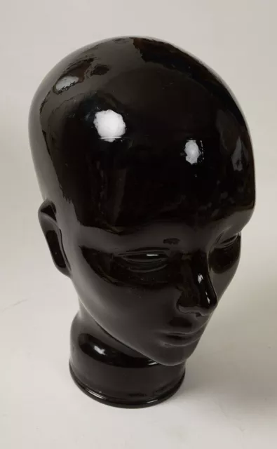 Black Glass Mannequin Head (A3L) Hat Wig Display Holder (JSF6) 11" Hollow