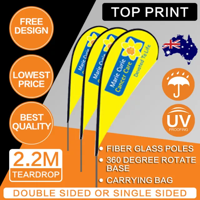 Custom 2.2M Premium Teardrop Flags Business Sign Flying Banner