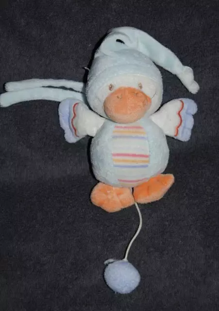 Peluche Doudou Canard Musical NATTOU Les Z'Amis Poussin Blanc Bleu Orange 15 Cm