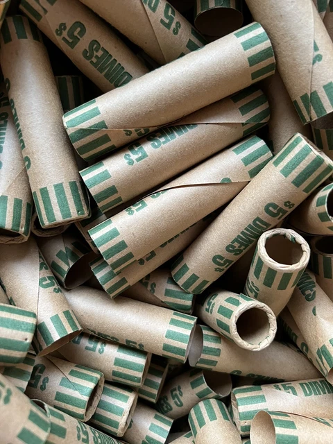 50 Rolls Preformed Coin Wrappers Paper Tubes For DIME 10 cents (Holds $ 5 Each)
