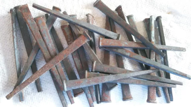 Lot of 25 Vintage Antique Press Square Cut 3 1/2” Nails, new old stock for craft