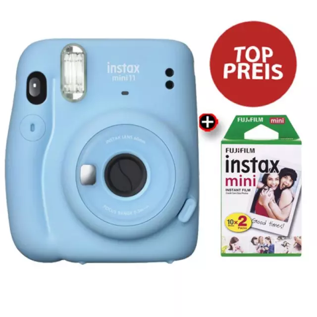 Fujifilm Instax mini 11 Sky-Blue Sofortbildkamera Top Set