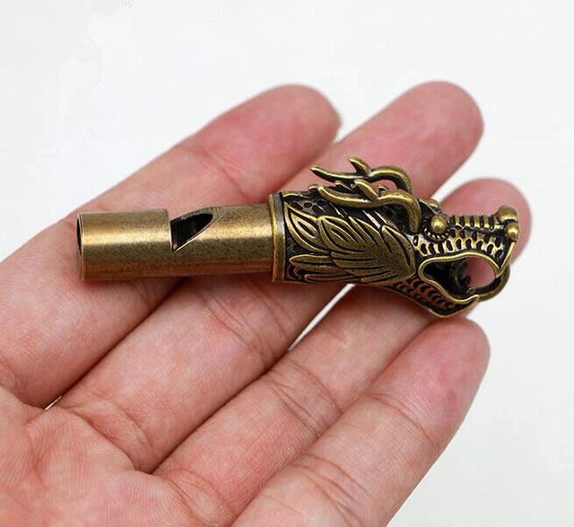 4PcsCollection brass dragon head whistle pendant Statue M