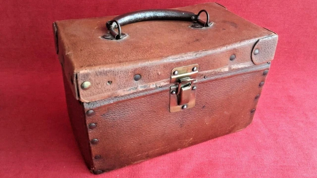 Mallette Ancienne Solingen - Cuir Marron, Serrure à Combinaison, Post-1940