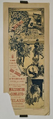 Perea Plaza de toros de Barcelona 1899 Affiche Originale Sport Espagne D 