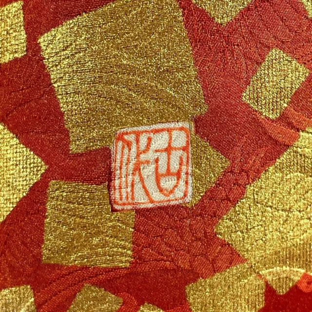 Japanese kimono SILK"FURISODE" long sleeves,Gold/Silver,SAKURA,Sign,L5' 3"..3432 3