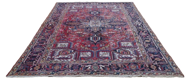 Large  PERSAIN CARPET RUG HAND MADE Oriental living Room Vintage 9ft 3" x 7ft 2"