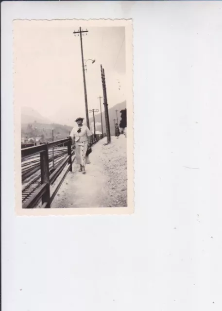 foto anni 30 TARVISIO FERROVIA stazione ferroviaria dama elegante 1935