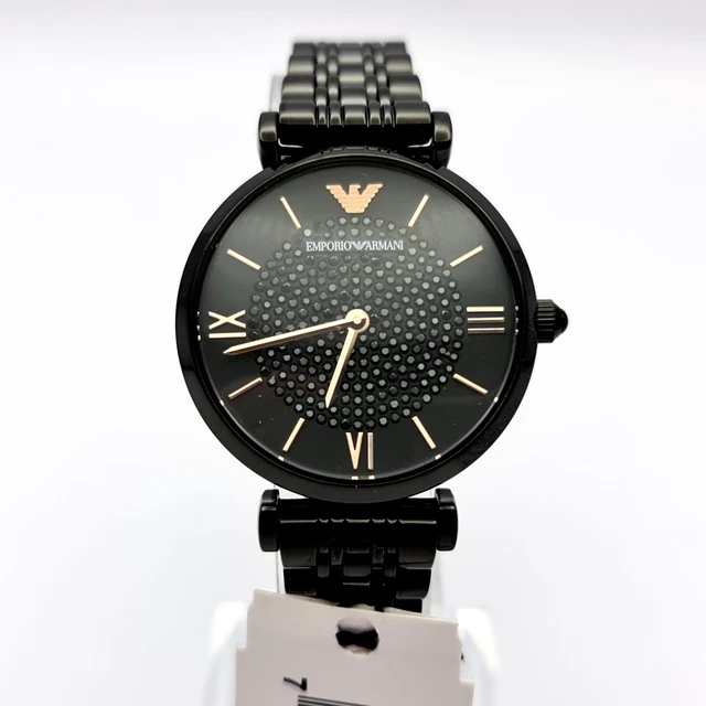 Emporio Armani Ar11245 Luxury Black Crystal Dial Stainless Steel Ladies Watch