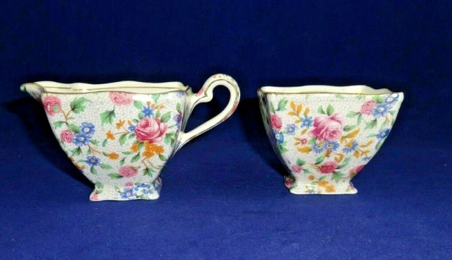 Royal Winton CREAMER & SUGAR Grimwades Old Cottage Chintz, England, Floral
