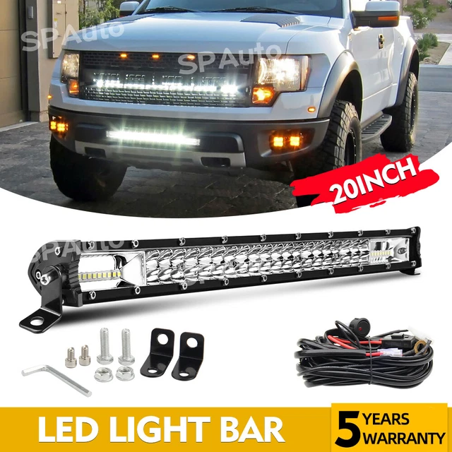 20"inch LED Light Bar + Wirings Harness Kit Spot Flood Beam For 99-07 Ford F250