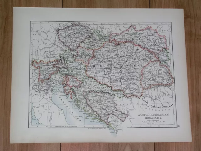 1904 Antique Map Of Austria Hungary Empire Poland Galicia Transylvania Slovenia